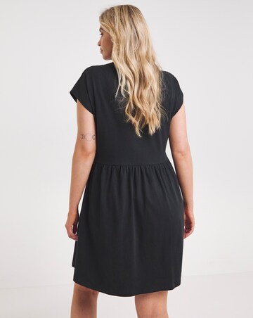 Black Cotton Jersey Smock Dress