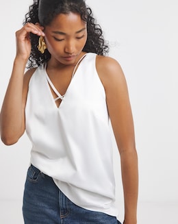 Ivory Satin Criss Cross Cami