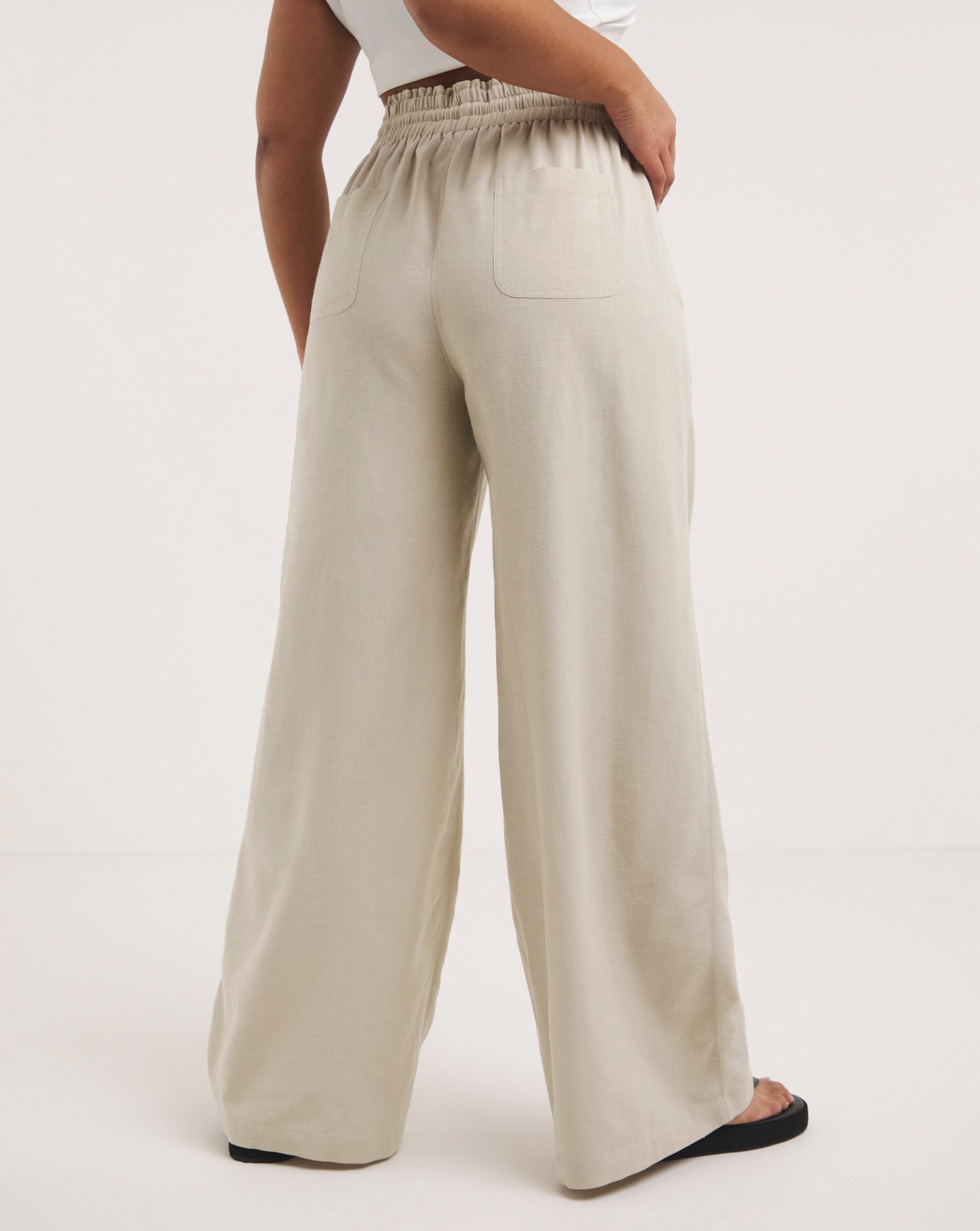 Stone Casual Linen Feel Wide Leg Trousers  Wide leg pants high waisted, Wide  leg trousers, Wide leg