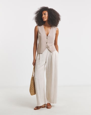 Taupe Viscose V Neck Waistcoat
