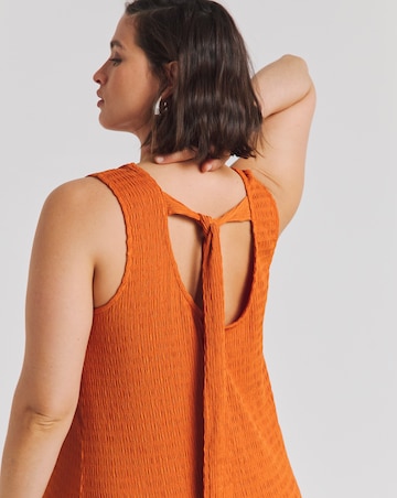 Simply Be Burnt Orange Textured Jersey Asymmetric Maxi Dress With Tie Back