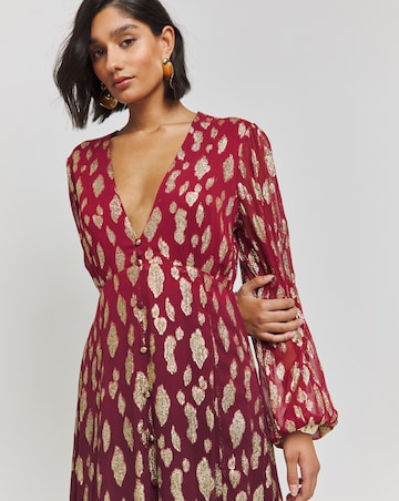 Ombre Jacquard Foil Maxi Dress