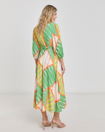 Joanna Hope Geo Print Functional Wrap Midi Dress