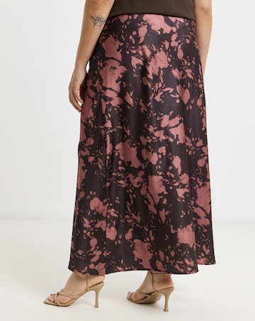 Speckle Print Satin Maxi Skirt