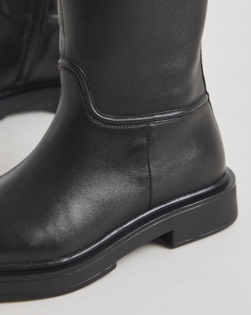 Berry Leather Knee High Riding Boots Wide E Fit Curvy Calf
