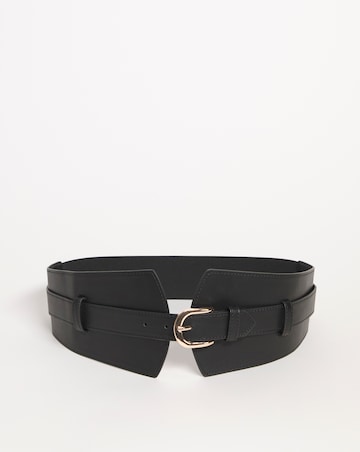 Black Buckle Front Wide Waist Belt
