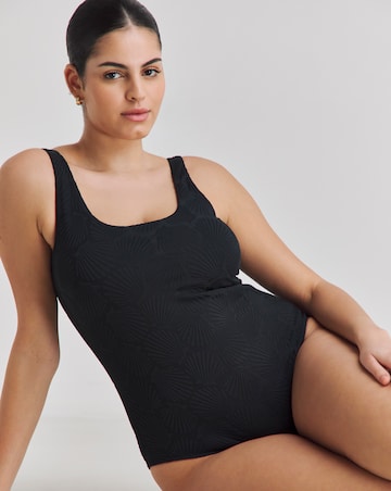 Chelsea Peers Jacquard Shell Scoopback Swimsuit Black