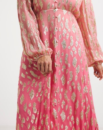 Simply Be Pink Ombre Jacquard Maxi Dress