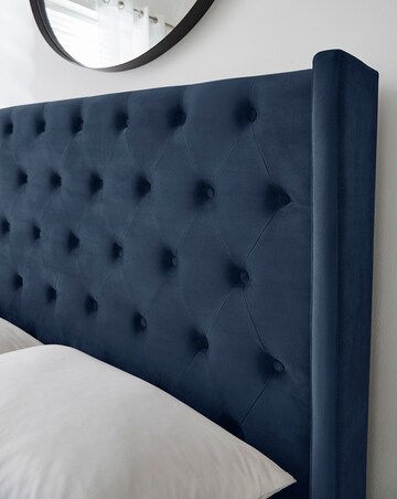 Allegra Winged Velvet Ottoman Bed with 3 Layer Memory Foam Hybrid Mattress