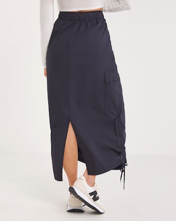 Navy Parachute Cargo Midaxi Skirt