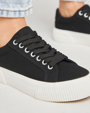 Sicilly Canvas Trainers Chunky Ribbed Sole Wide Fit