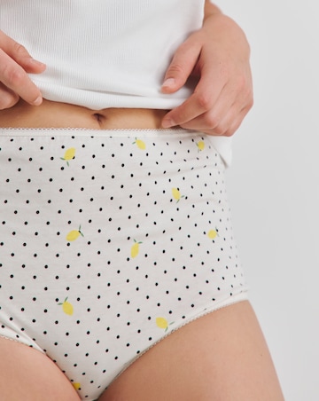 Pretty Secrets (7 Pack) Cotton Full Fit Brief Knickers Lemon Stripe