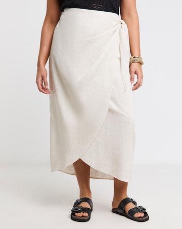 Natural Linen Wrap Midaxi Skirt