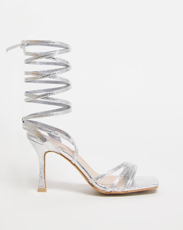 Soria Metallic Ankle Tie Heeled Sandals - Extra Wide Fit (EEE)