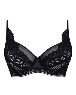 Figleaves Juliette Bra Black Shell Lace 34DD Non Wired