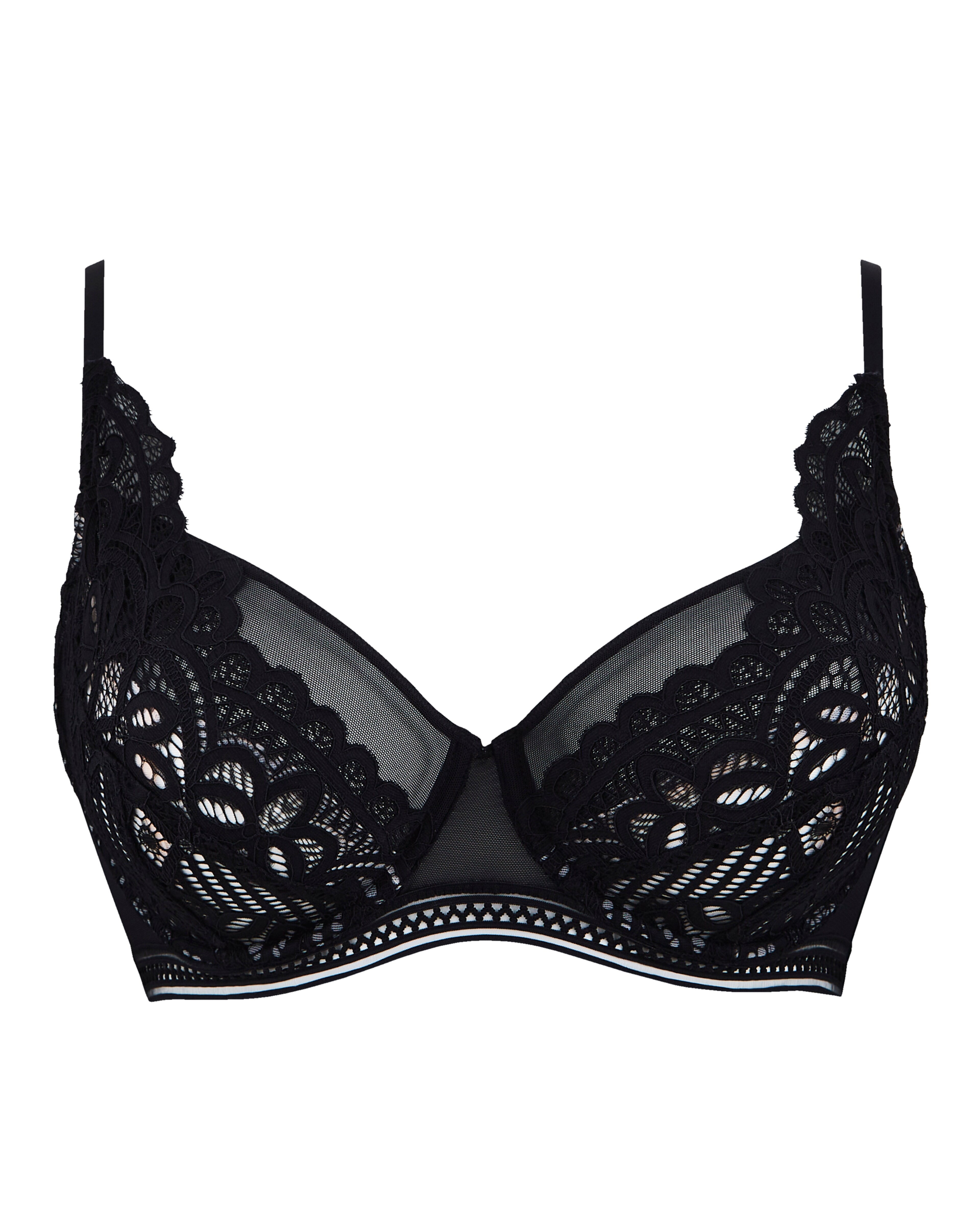 Figleaves Juliette Bra Black Shell Lace 34DD Non Wired Figleaves Juliette Bra Black Shell Lace 34DD Non Wired