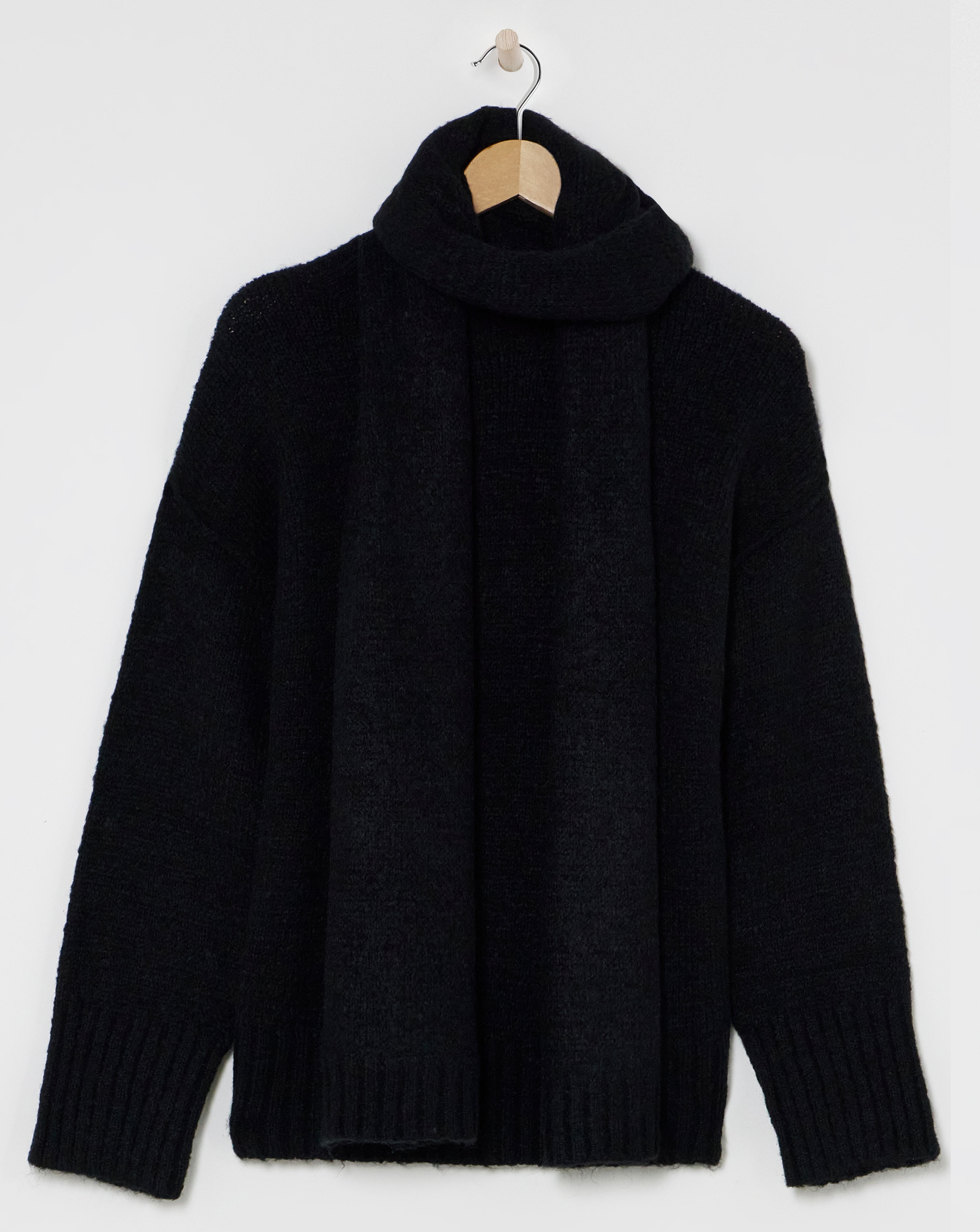 Black Jumper with Scarf | Simply Be