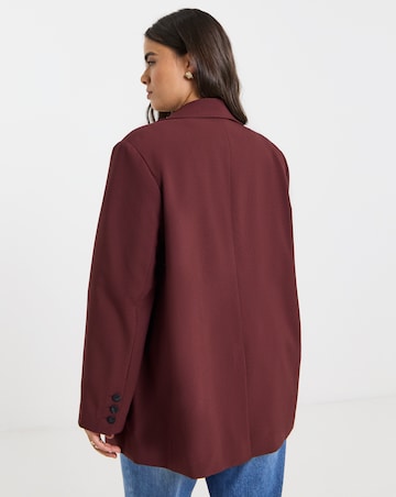 Burgundy Oversized Single Breasted Blazer