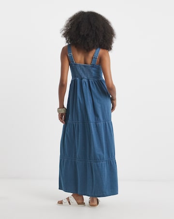 Simply Be Mid Blue Ric Rac Detail Denim Midaxi Sun Dress