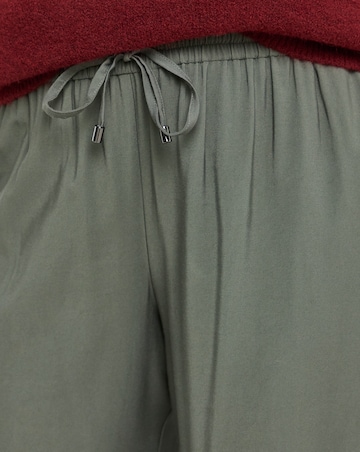 Twill Drawstring Wide Leg Trousers