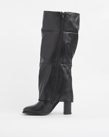 Lauretta Leather Gaiter Platform Heeled Boots Wide E Fit Curvy Calf