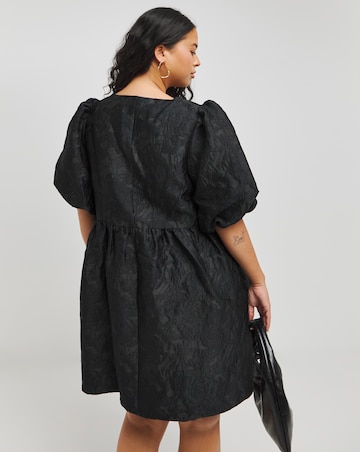 Black Jacquard Smock Dress