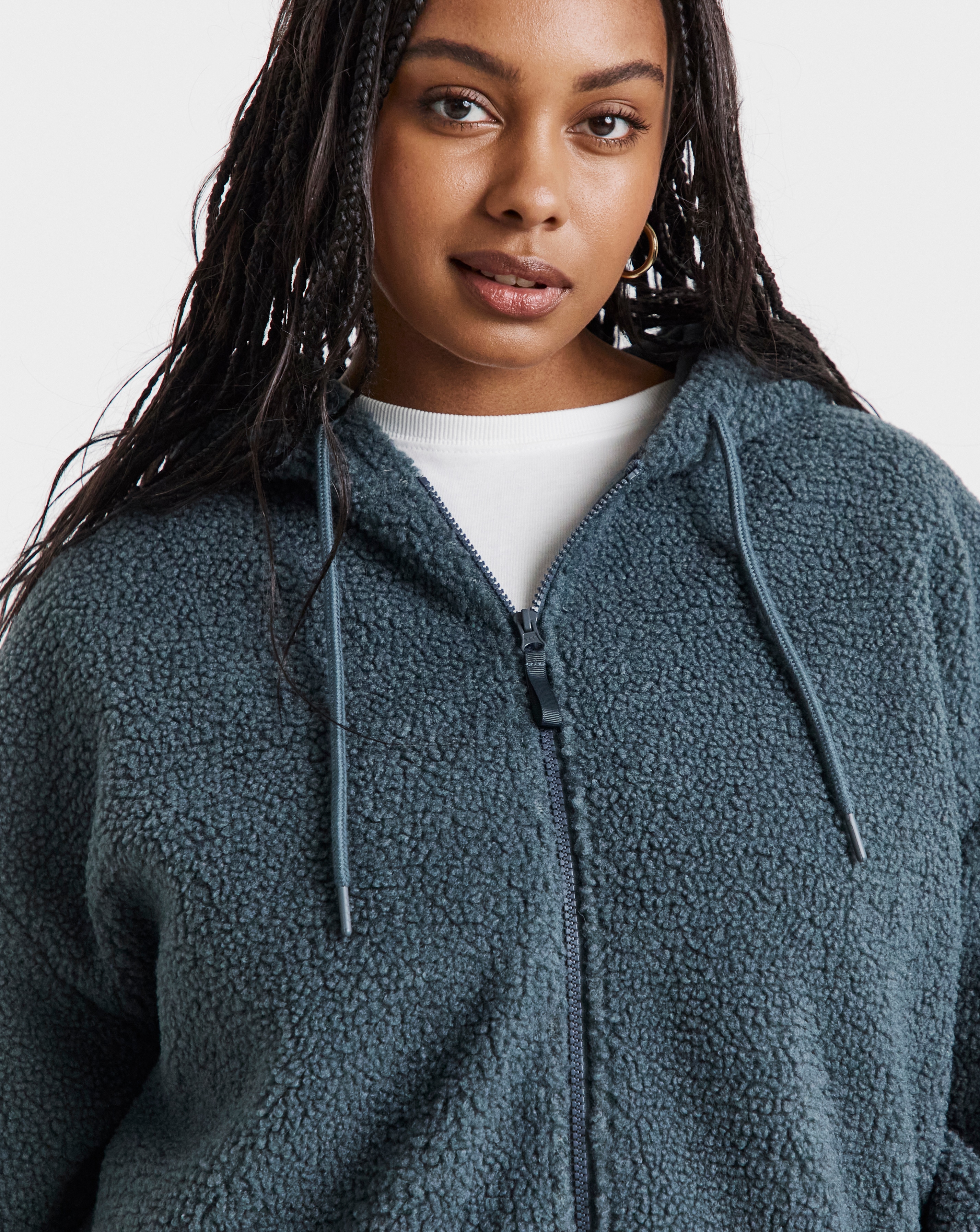 Charcoal Grey Borg Zip Through | Simply Be