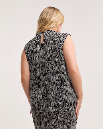 Zebra Print Plisse High Neck Swing Top