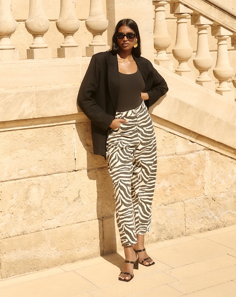 Simply Be Zebra Print Denim Barrel Jeans