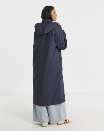 Navy Longline Rubberised Raincoat