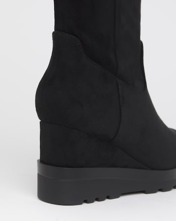 Izzy Stretch Wedge Knee High Boots - Wide Fit (E) & Standard/Curvy Calf