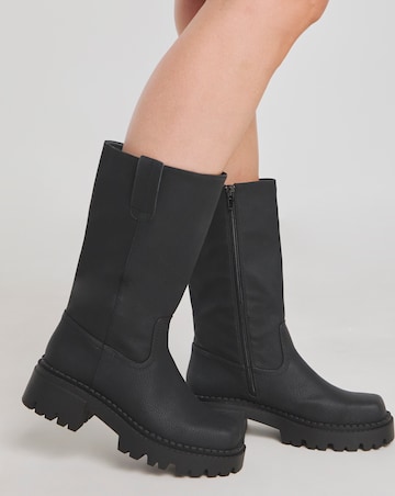 Peyton Chunky Biker Boots Wide E Fit Curvy Calf