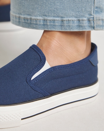 Cali Slip On Canvas Trainer - Wide Fit (E)