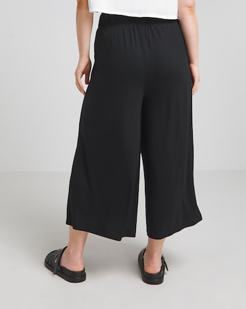 Black Jersey Wide Leg Culottes