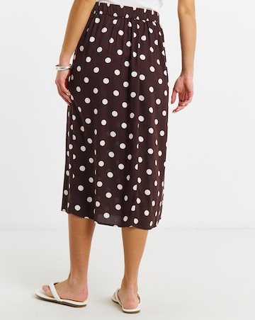 Simply Be Chocolate Spot Fluted Midaxi Skirt