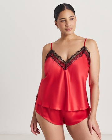 Ann Summers Cerise Satin Lace Cami Set Red