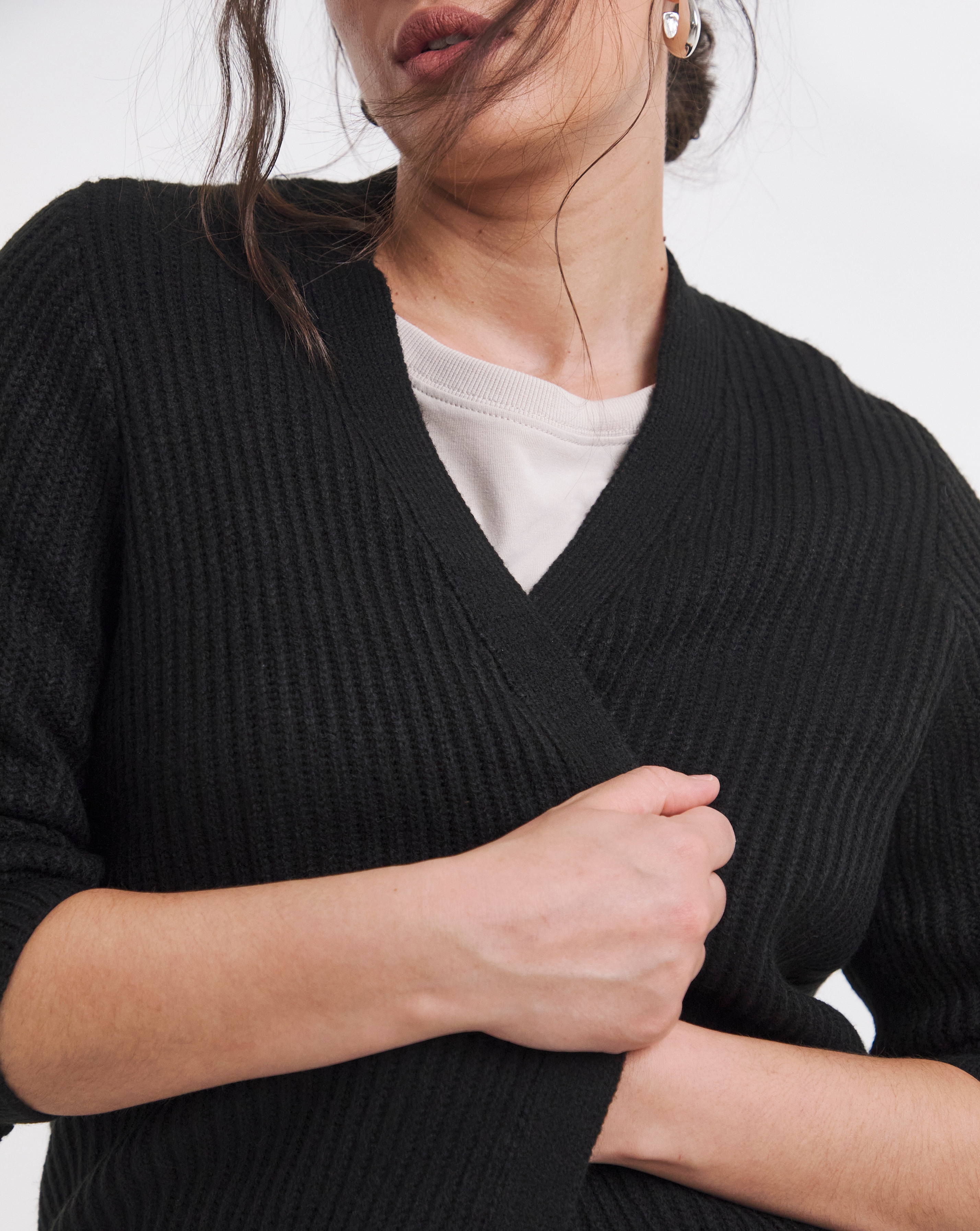 Black Longline Fisherman Rib Cardigan | Simply Be