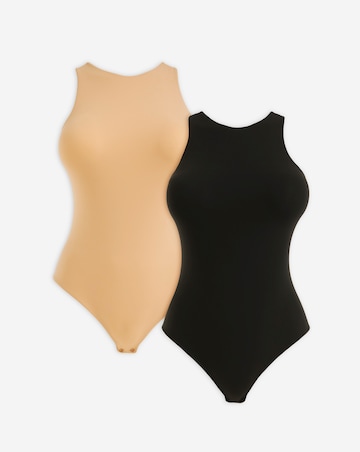 MAGISCULPT Light Control (2 Pack) Smoothing Racer Bodysuits Black/Latte