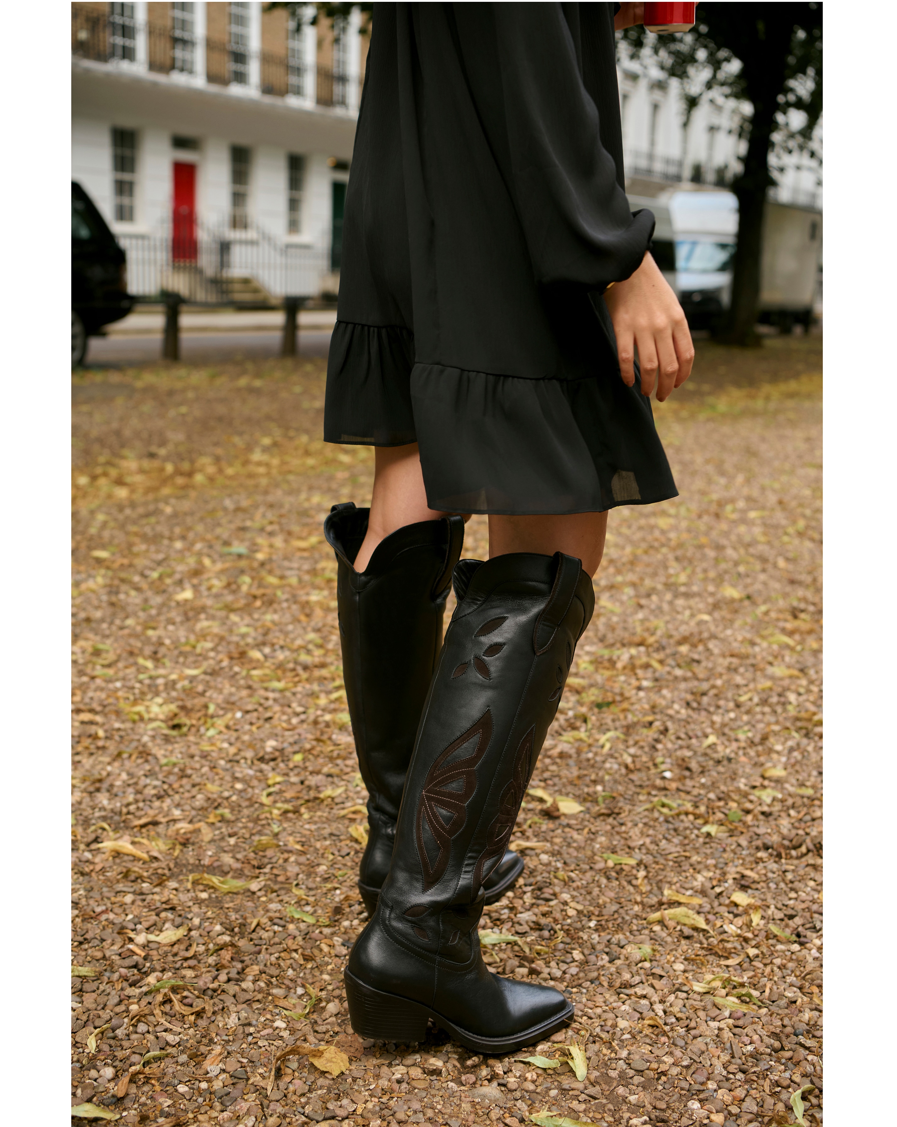 Tex Leather Over the Knee Western Boots Wide E Fit Curvy Calf Simply Be