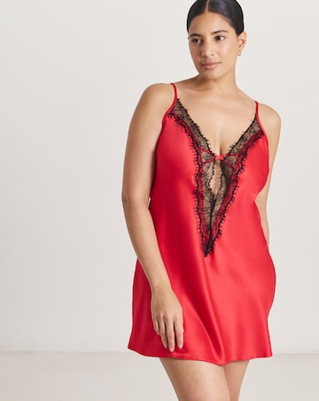 Ann Summers Cherryann Satin And Lace Chemise Red