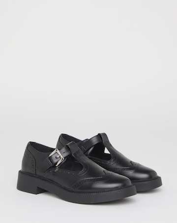 North T Bar Brogue Mary Jane Shoes - Wide Fit (E)