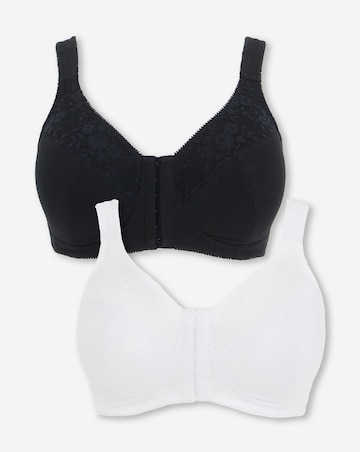 Pretty Secrets (2 Pack) New Sarah Front Fastening Cotton Non Wired Full Cup Bras