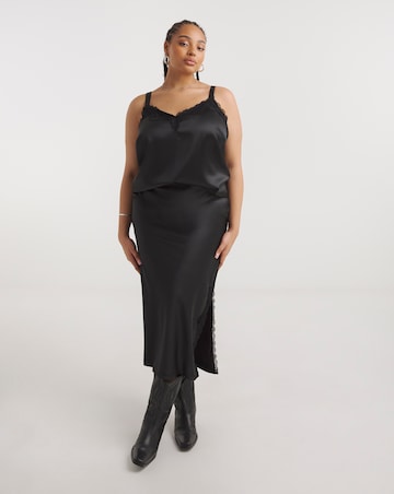 Black Lace Trim Satin Cami