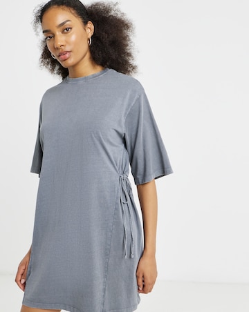 Simply Be Grey Acid Wash Cinched T-Shirt Dress