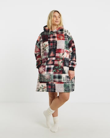 Joe Browns Christmas Patchwork Fleece Hooded Lounge Dress