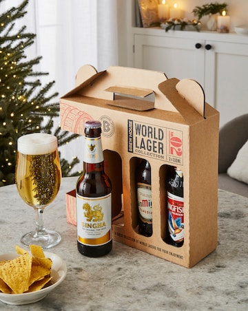 Brew House - World Lager Selection and Chalice Glass 3 x 330ml