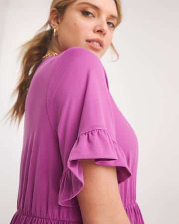 Purple Supersoft Jersey Frill Smock Dress