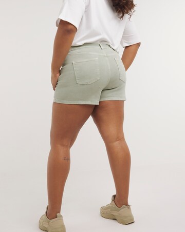 Mint Button Front Denim Shorts
