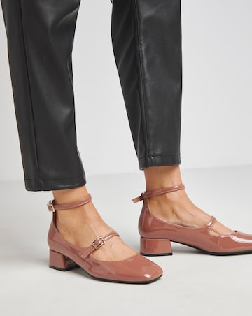 Reno Mary Jane Ankle Strap Block Heel Shoes - Extra Wide Fit (EEE)