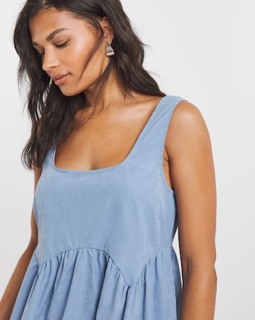 Blue Apron Smock Dress With Pockets
